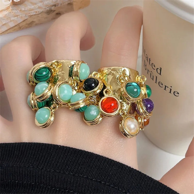 Natural Stone Multi-Colored Ring