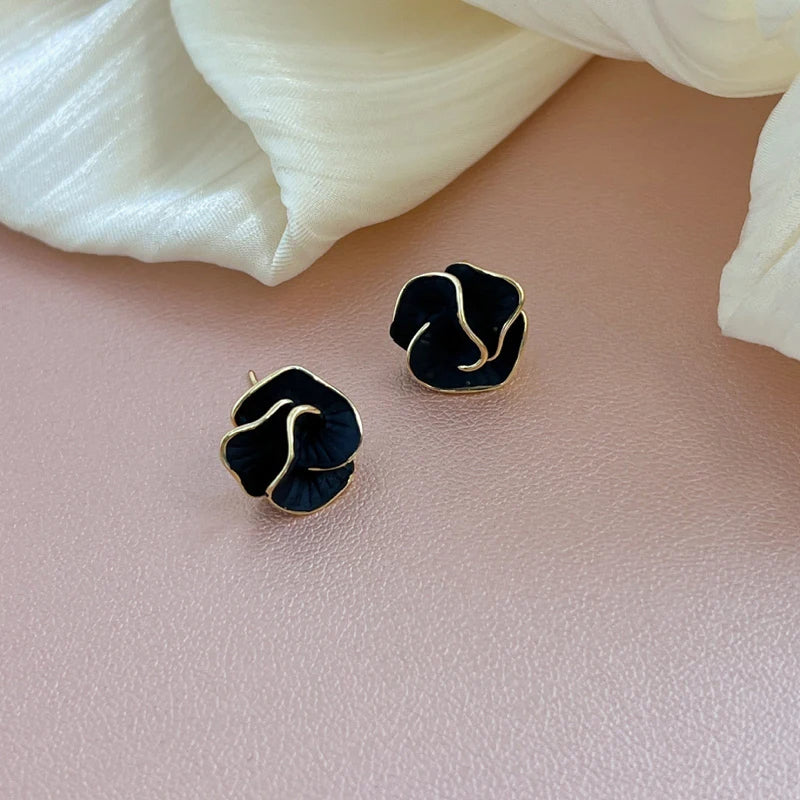 Black Flower Stud Earrings