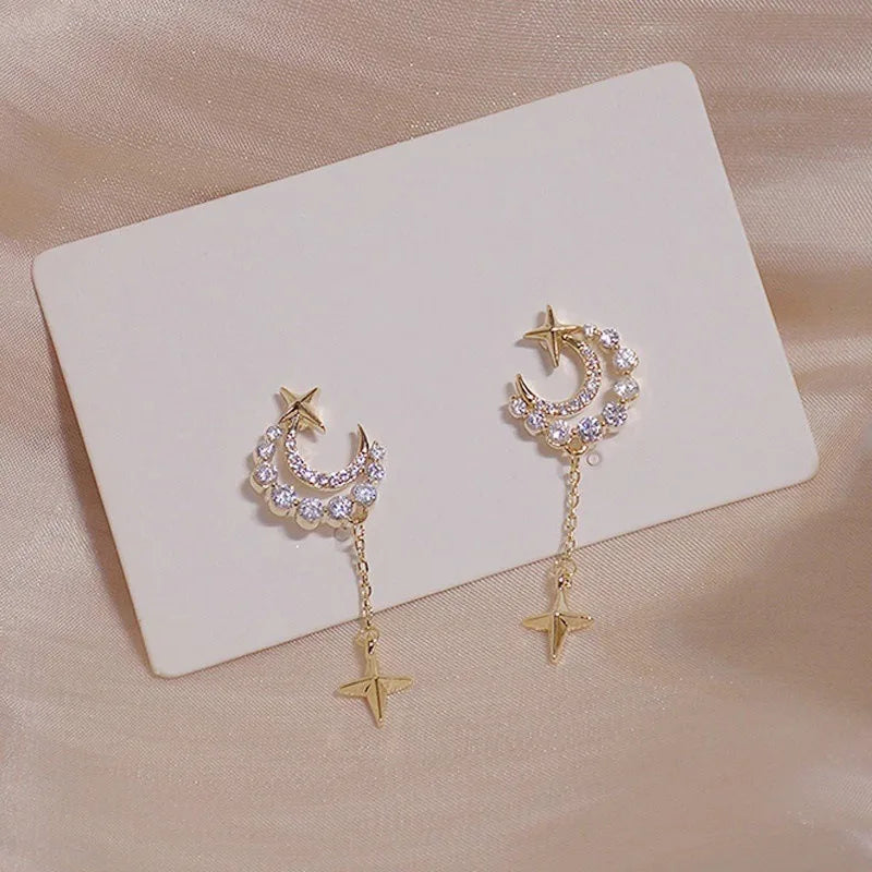 Moon Star Tassel Earrings