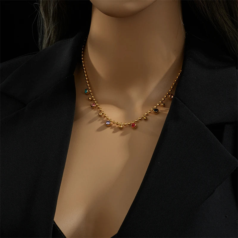 Multicolored Crystal Ball Necklace