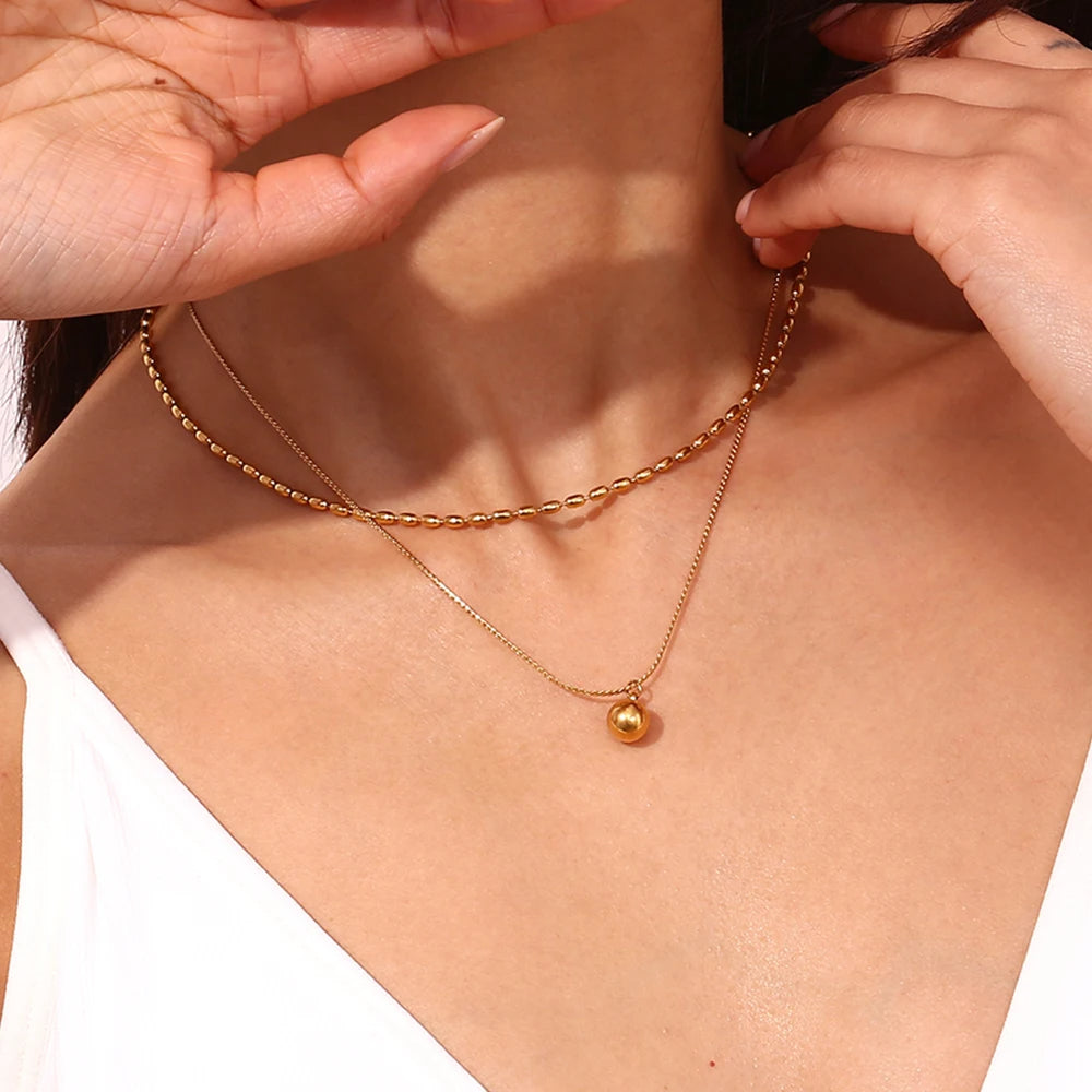 Double Layer Rice Bead Necklace
