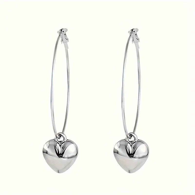 Heart Hollow Hoop Earrings