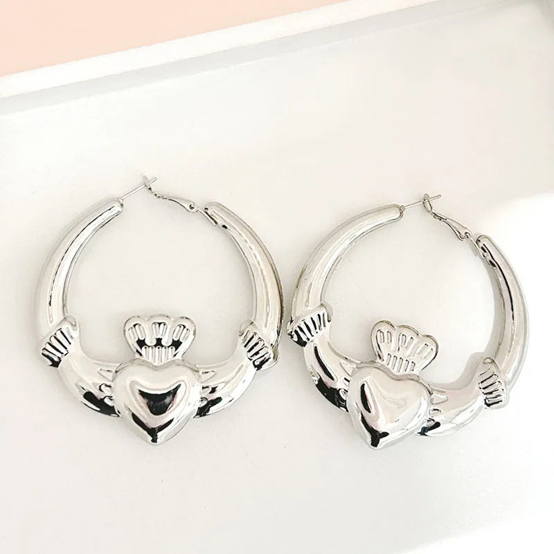 Heart Crown Hoop Earrings