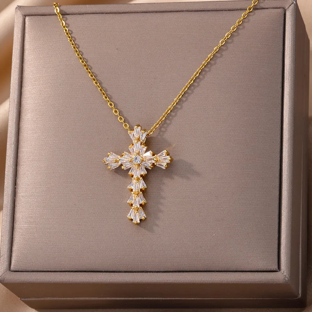 Zirconia Cross Necklace