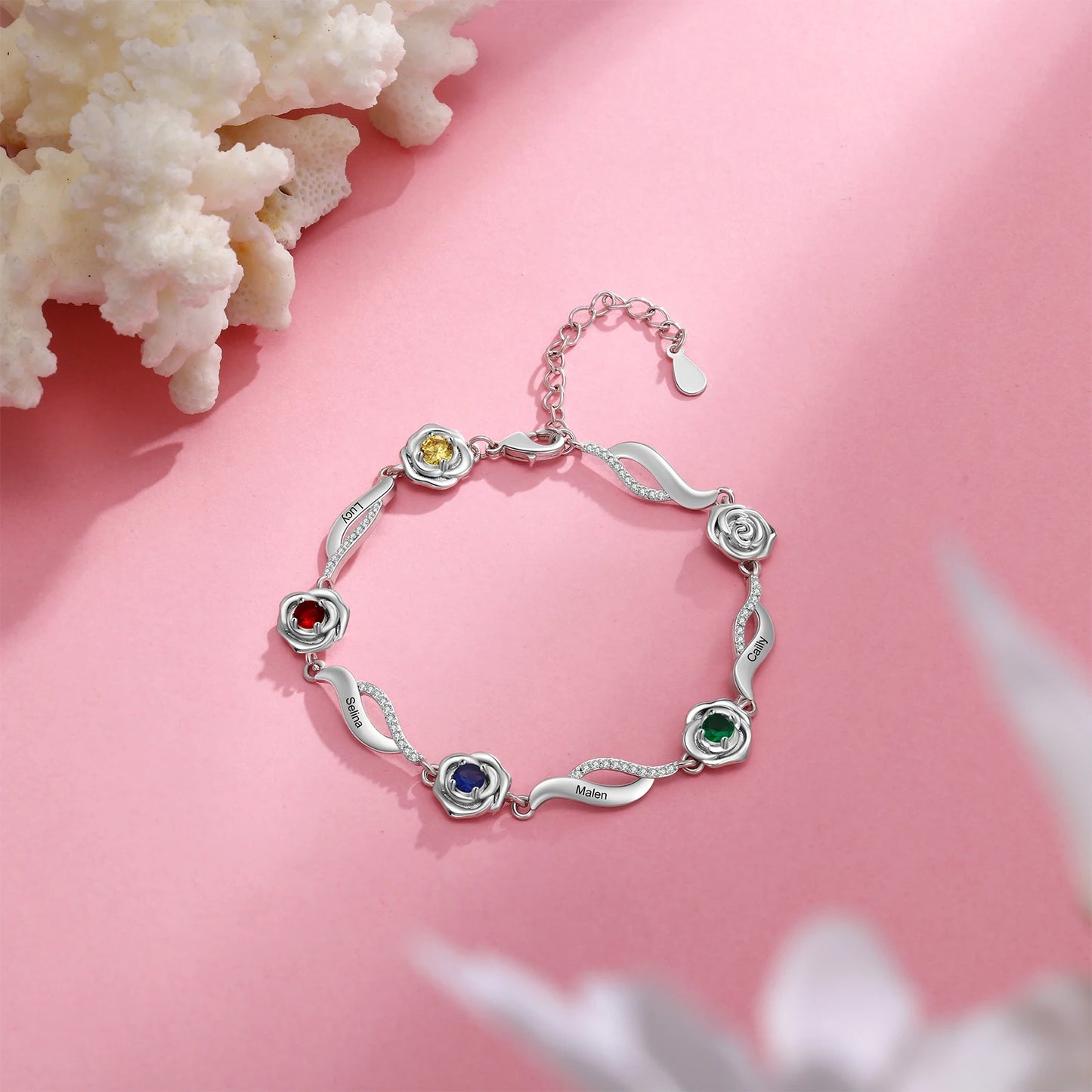 Personalized Birthstone Rose Bracelet