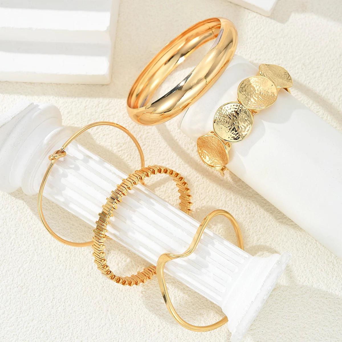 5 PCS Gold Knot Bangle Bracelet Set