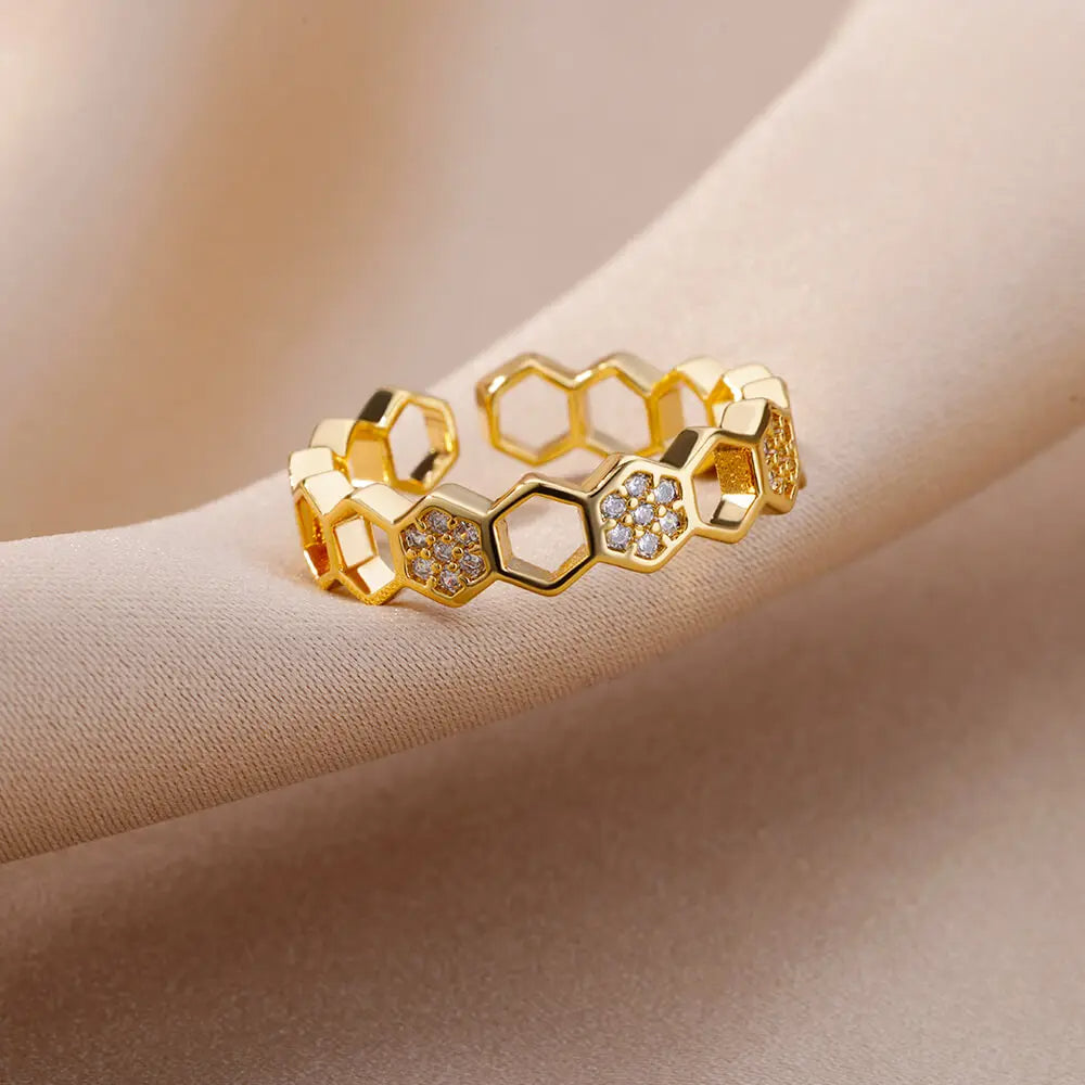 Hollow Hexagon Ring