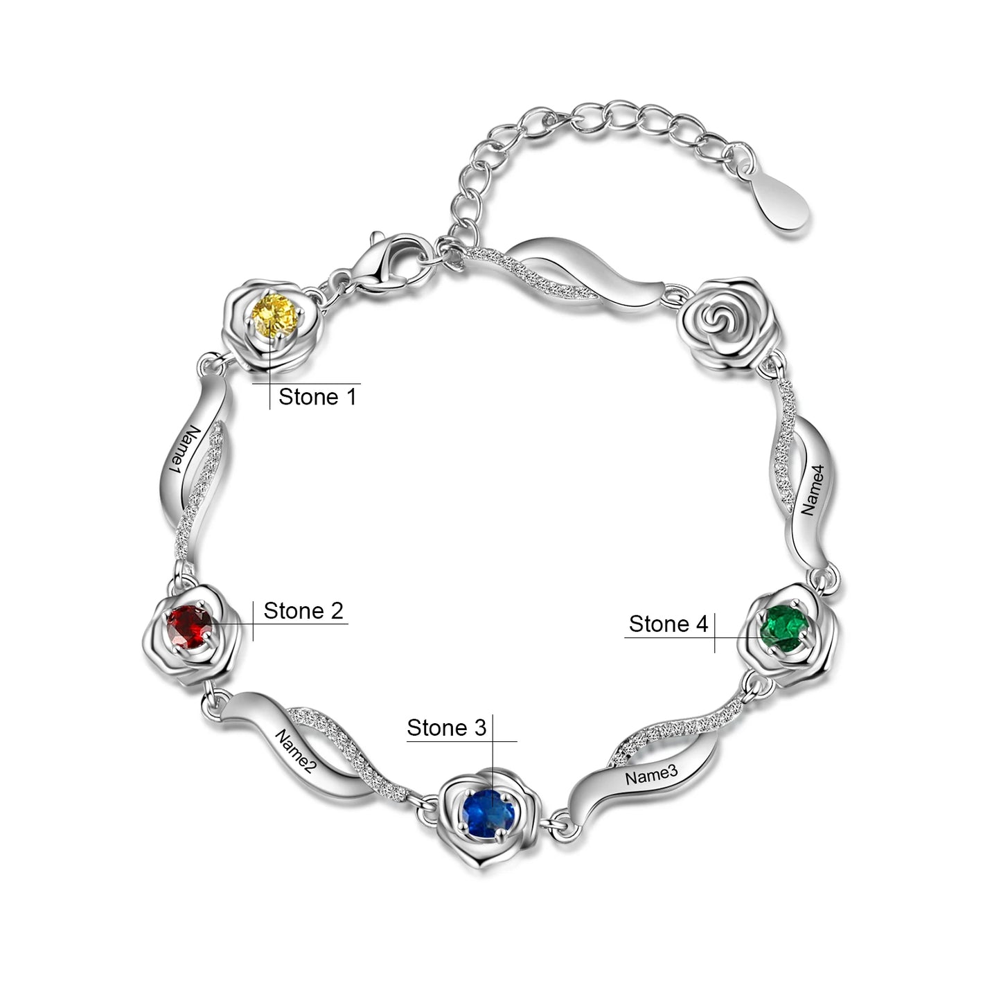 Personalized Birthstone Rose Bracelet