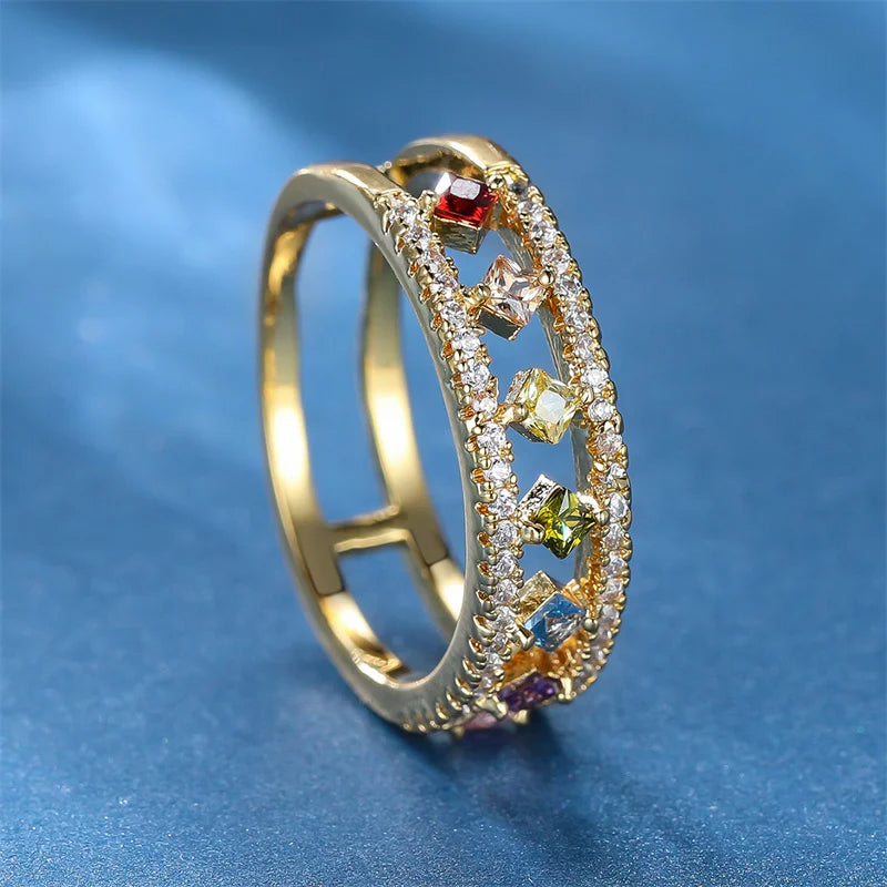 Rainbow Crystal Stone Ring