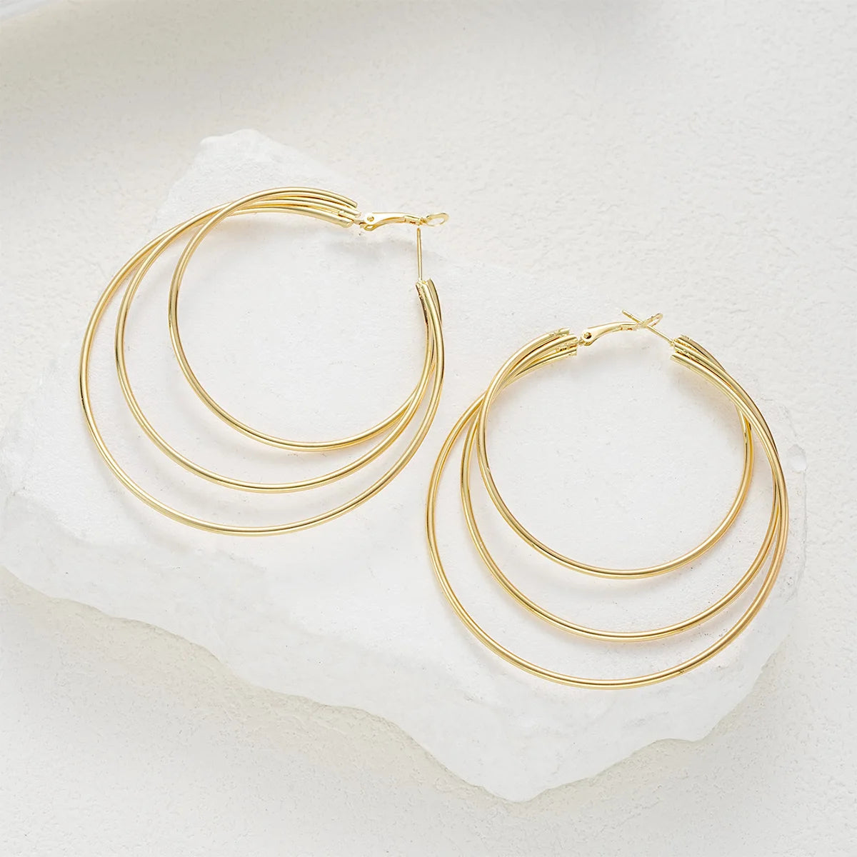Chunky Hammered Link Necklace & Hoop Earring Set