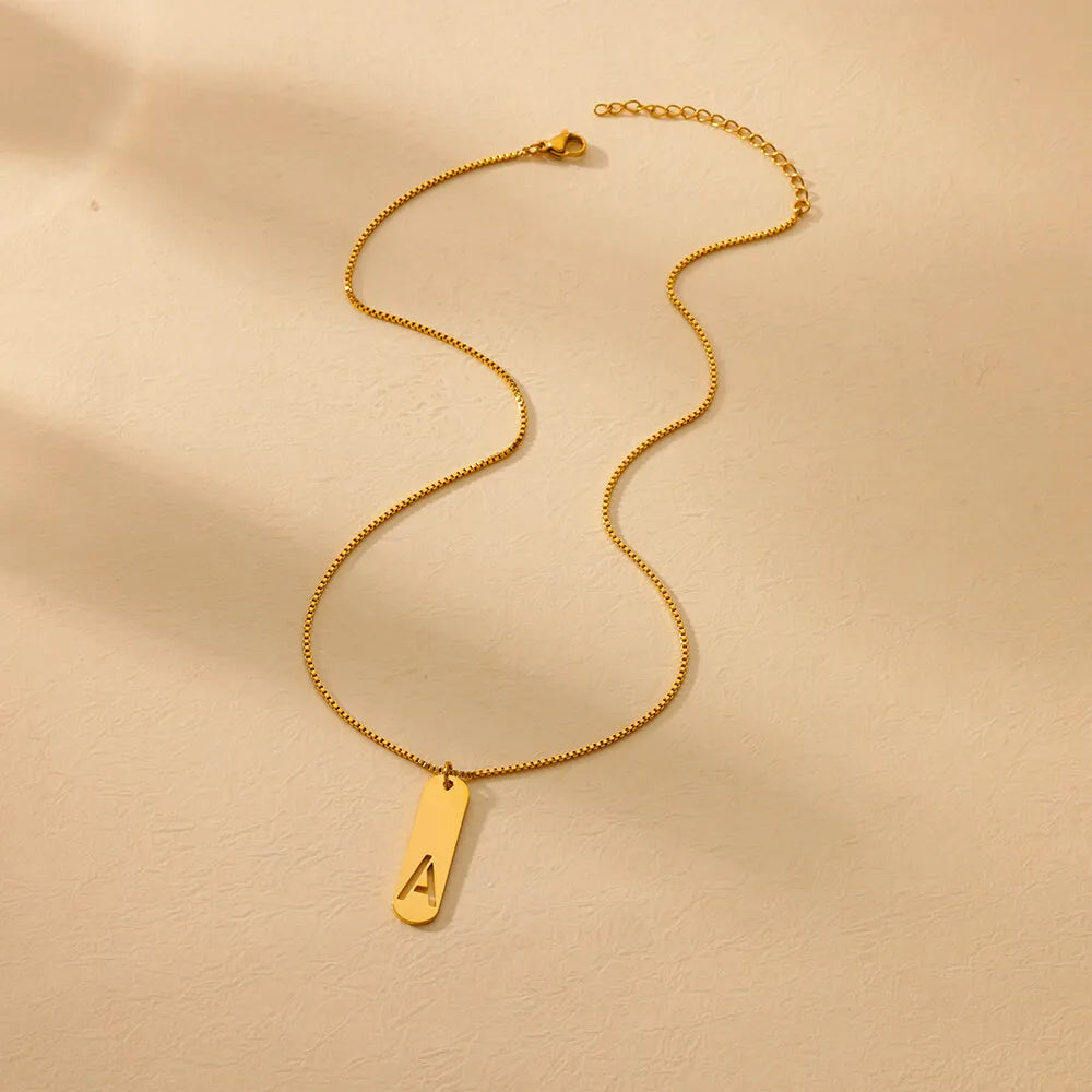 Hollow Initial Necklace