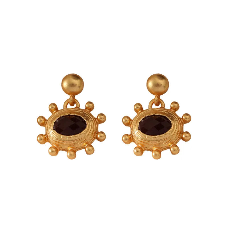 Gold Matte Star Drop Earrings
