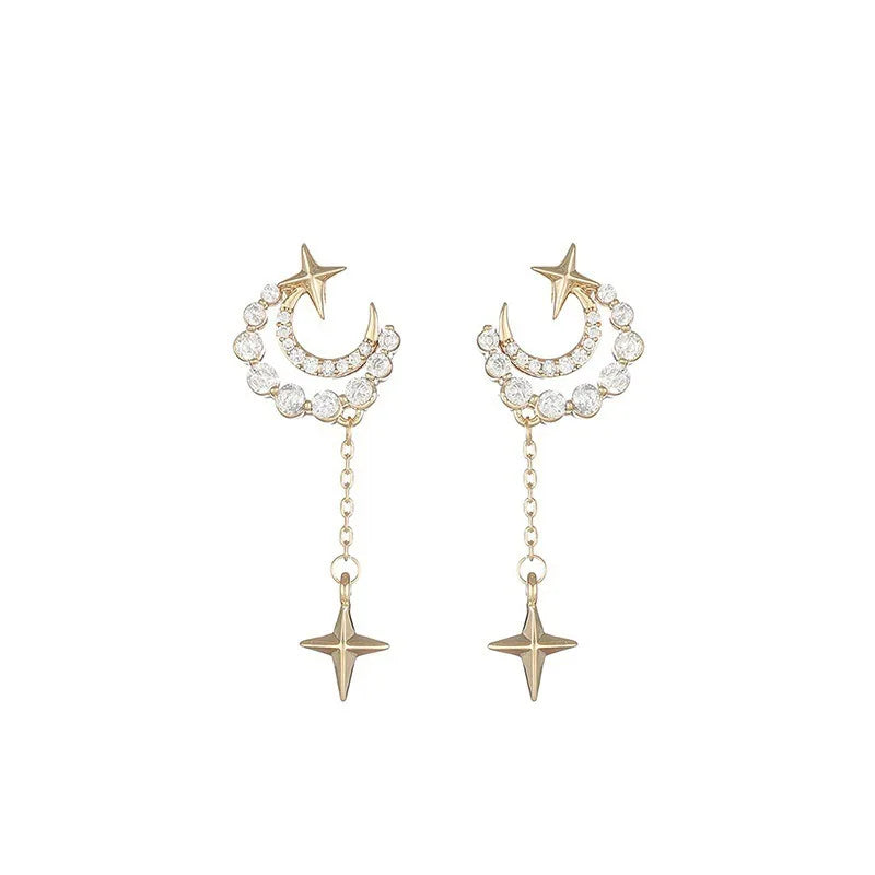 Moon Star Tassel Earrings