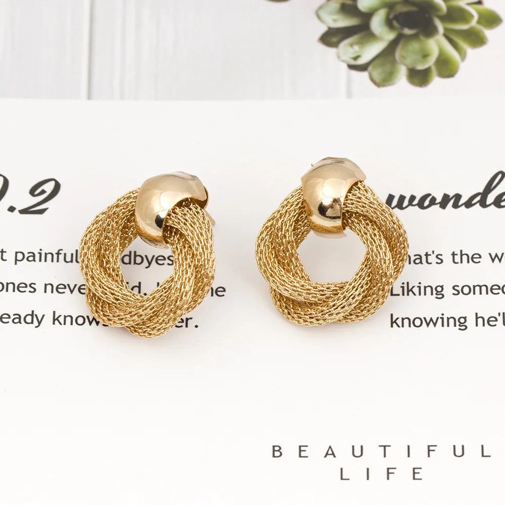 Metallic Twisted Dangle Earrings