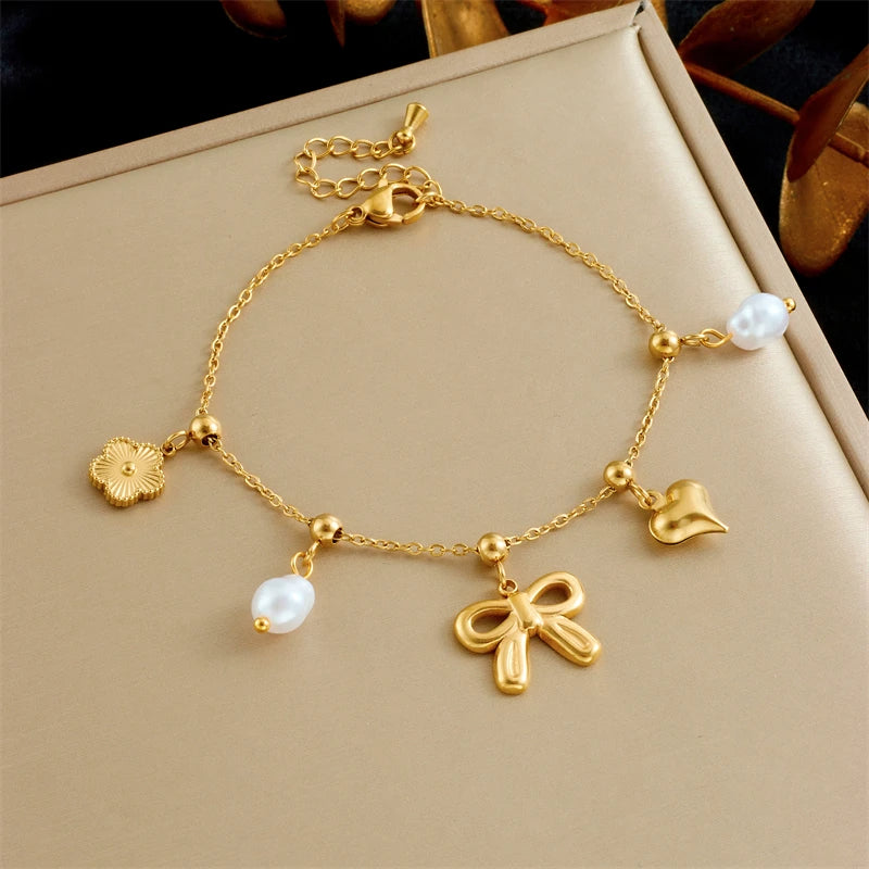 Minimal Bow Charm Bracelet