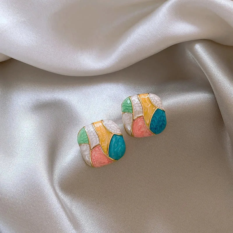 Colorful Geometric Stud Earrings