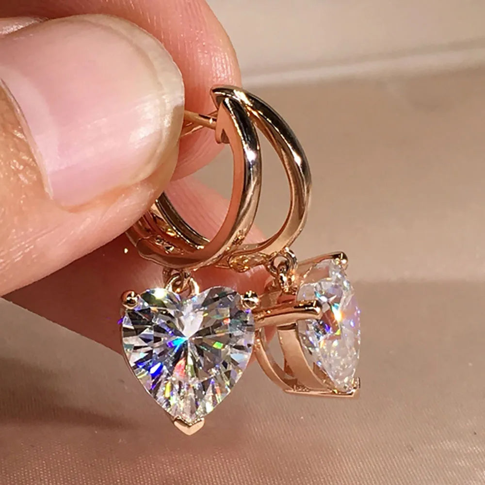 Zircon Heart Hoop Earrings