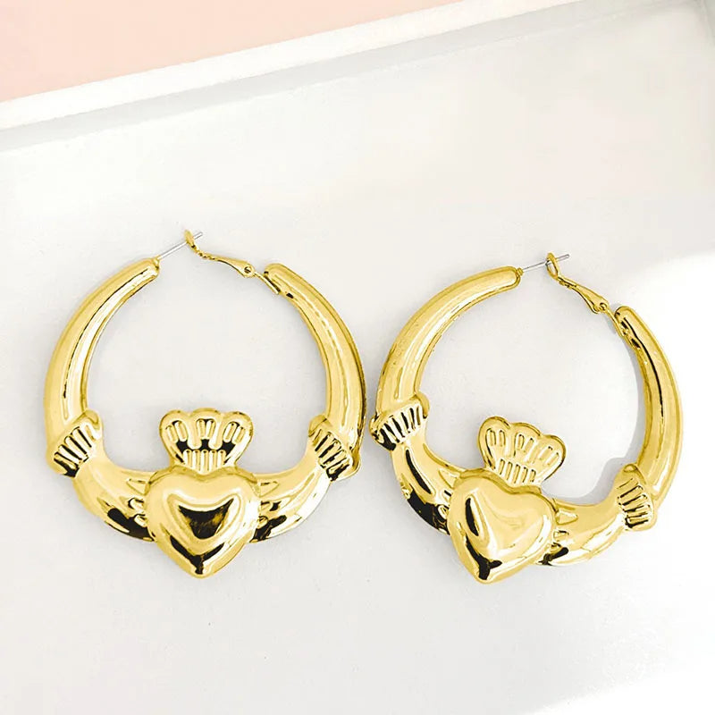Heart Crown Hoop Earrings