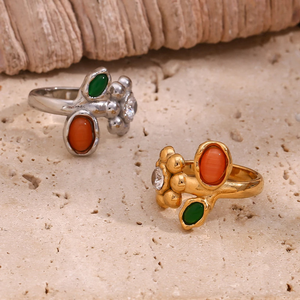 Colorful Flower Gemstone Ring