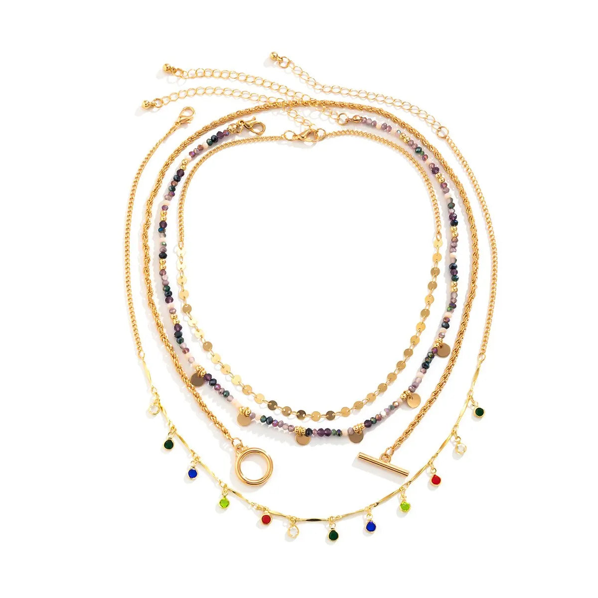4 PCS Boho Crystal Tassel Choker Set
