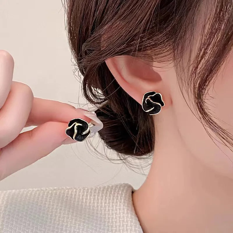 Black Flower Stud Earrings