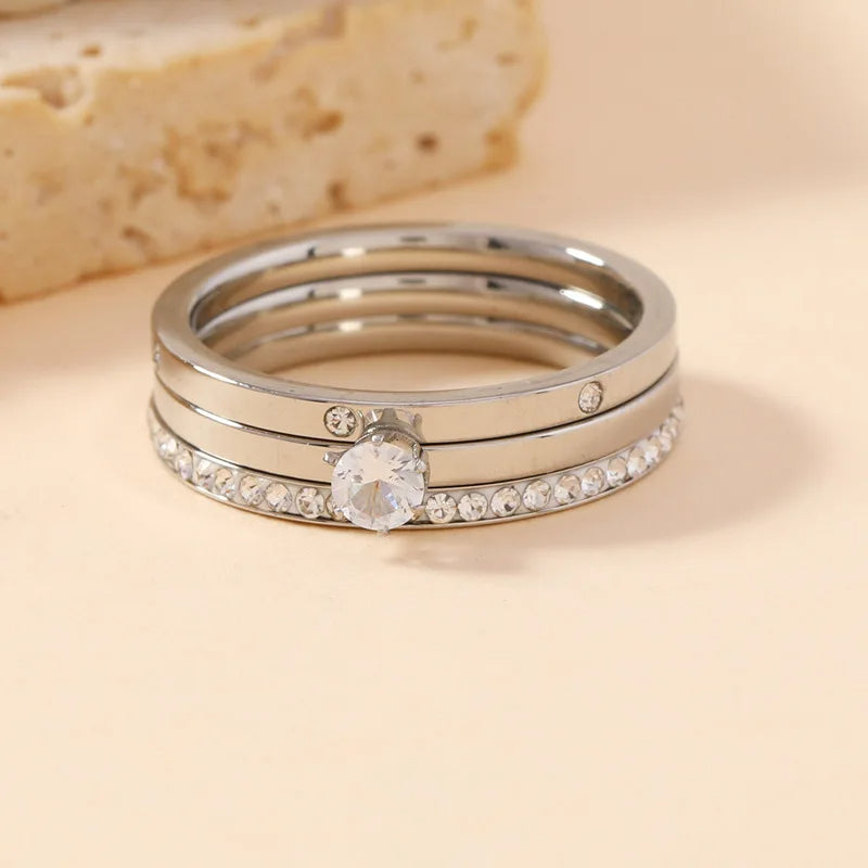 Three Piece Zircon Ring