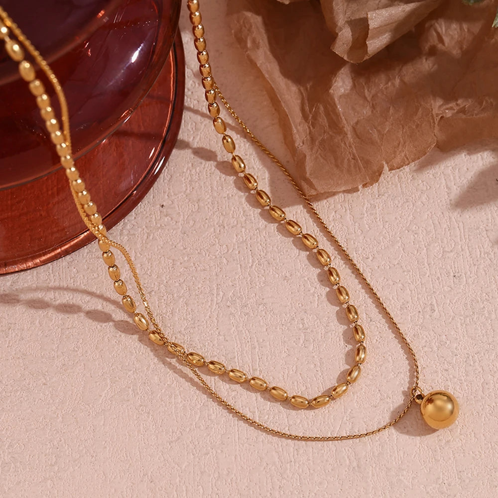 Double Layer Rice Bead Necklace