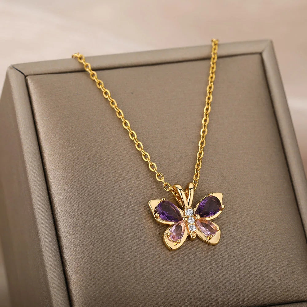 Zircon Butterfly Necklace
