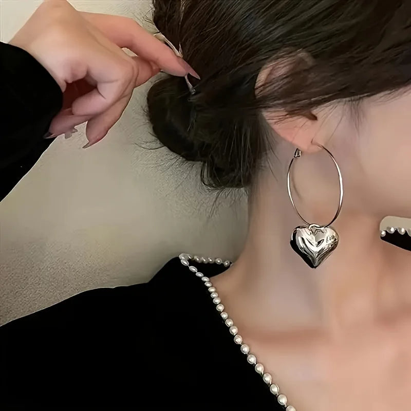 Heart Hollow Hoop Earrings