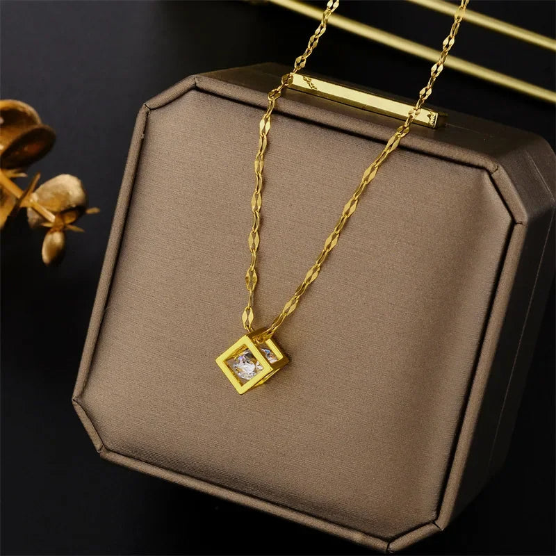 Hollow Square Necklace