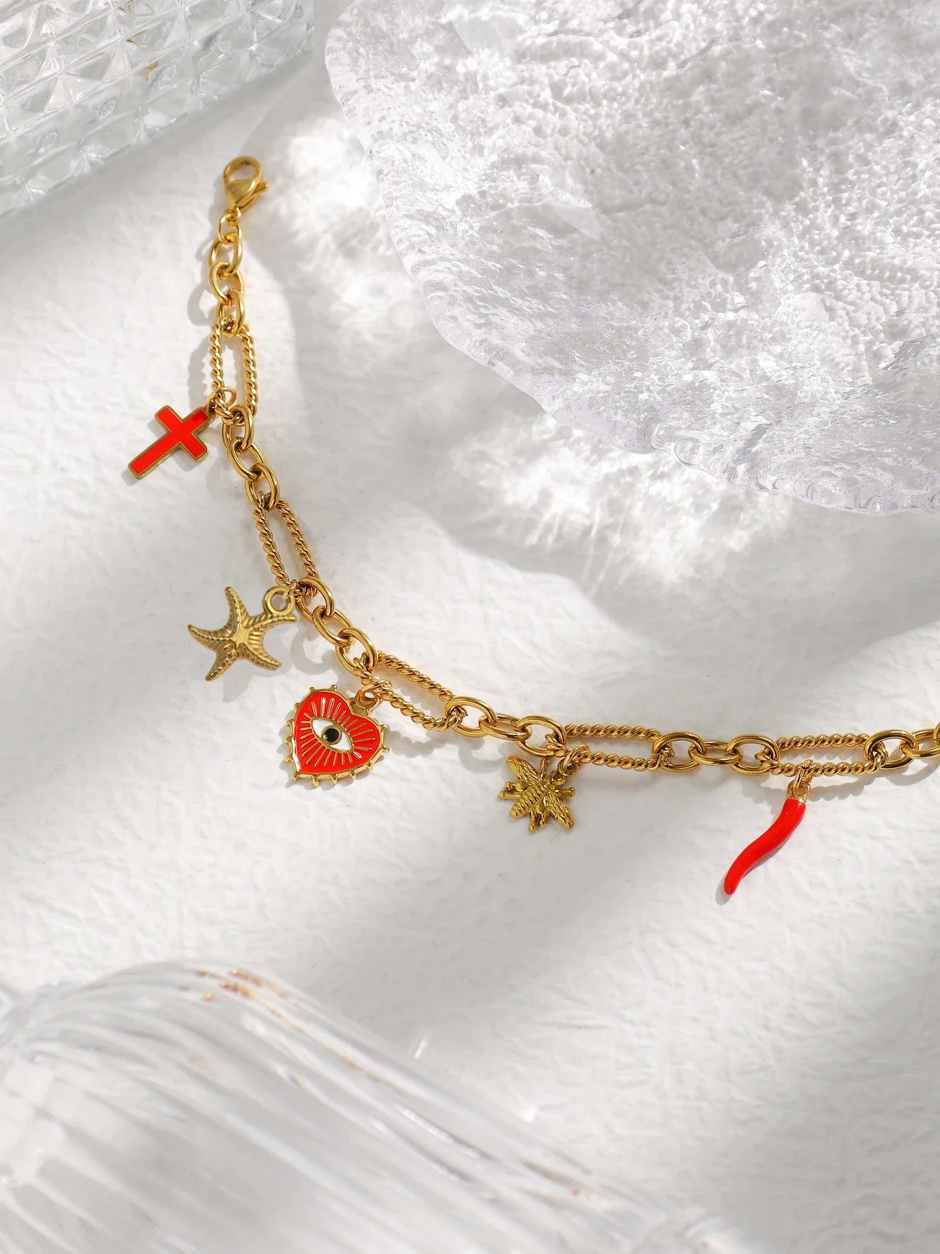 Evil Eye Heart Charm Bracelet