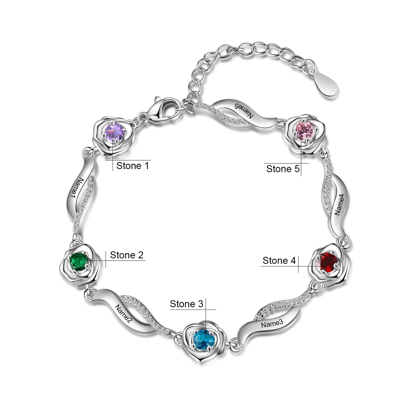 Personalized Birthstone Rose Bracelet