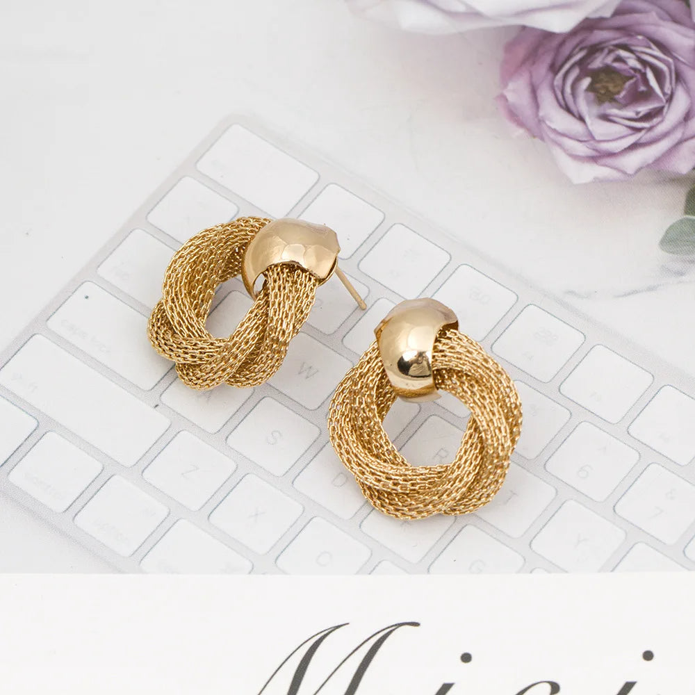 Metallic Twisted Dangle Earrings