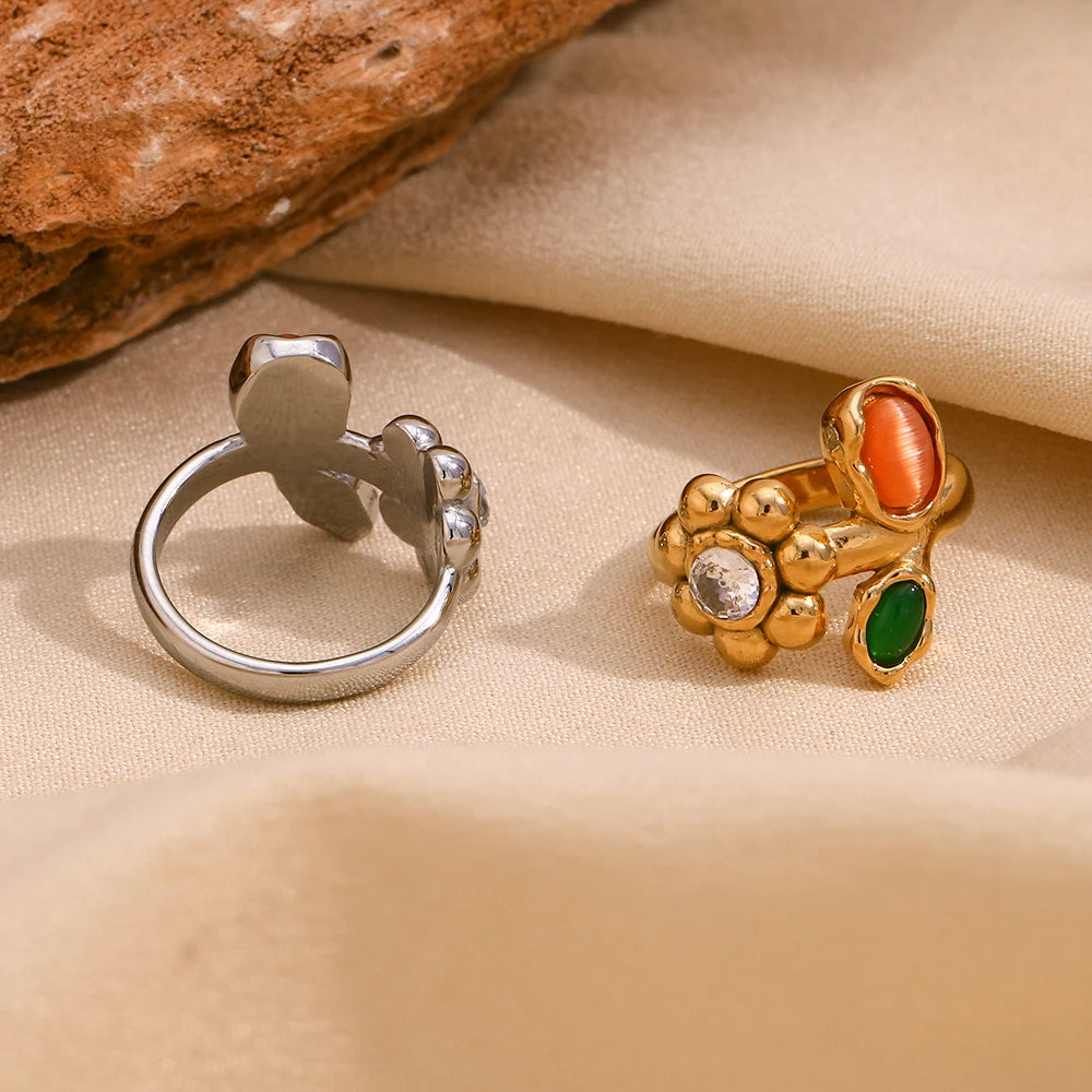 Colorful Flower Gemstone Ring