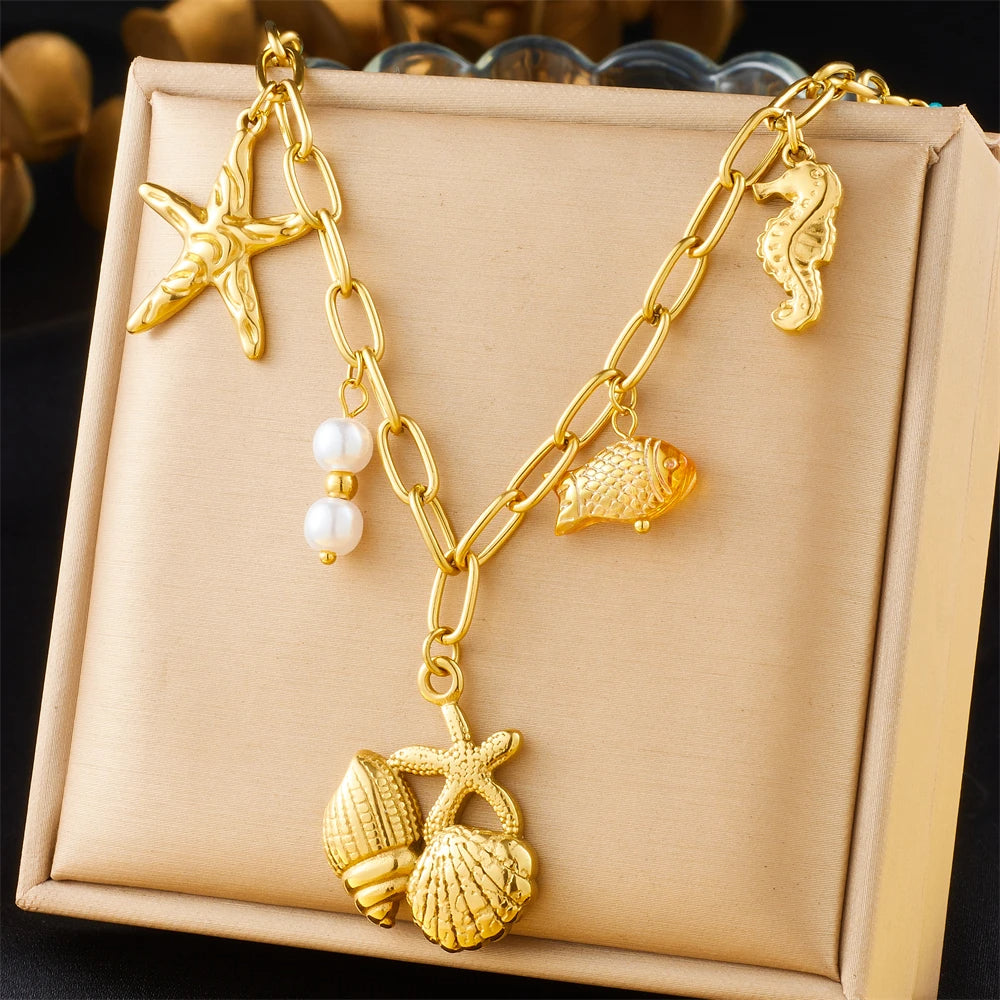 Conch Starfish Necklace