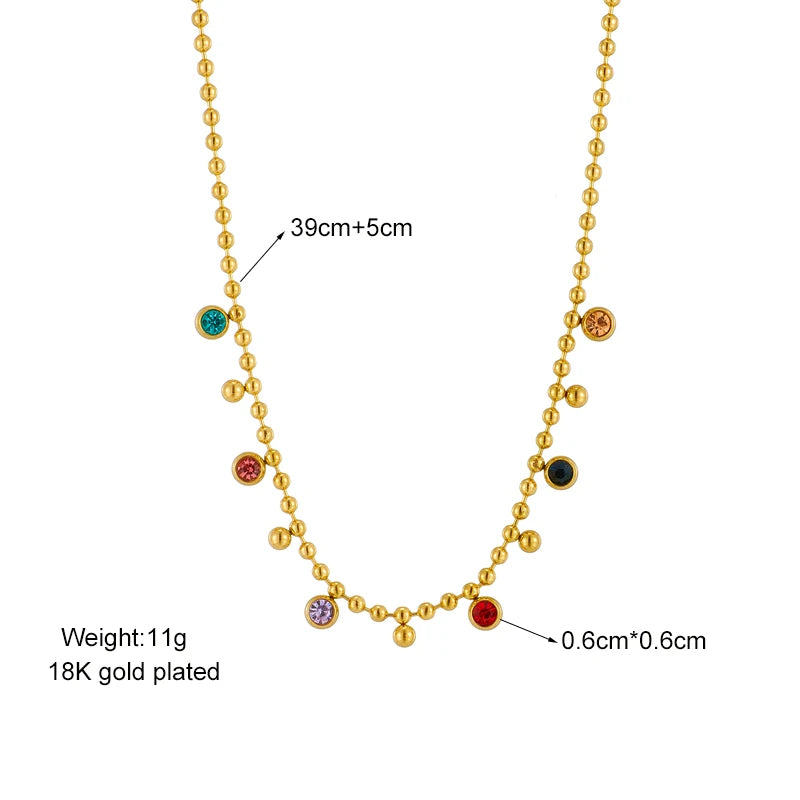 Multicolored Crystal Ball Necklace