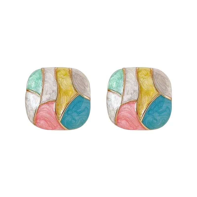 Colorful Geometric Stud Earrings