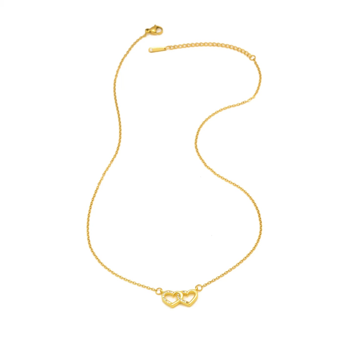 Zircon Interlocking Hearts Necklace
