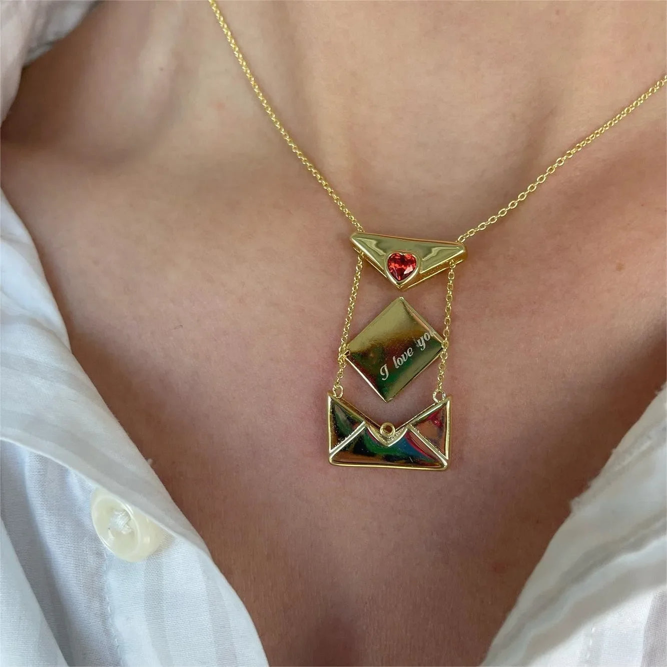 "I Love You" Envelope Necklace