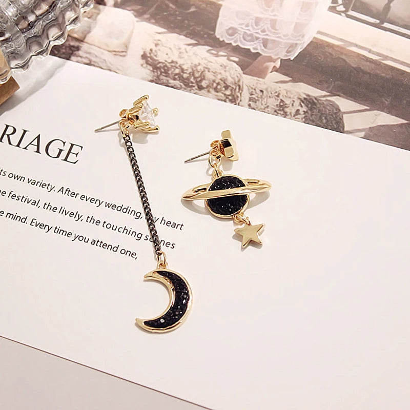 Rhinestone Moon & Star Earrings