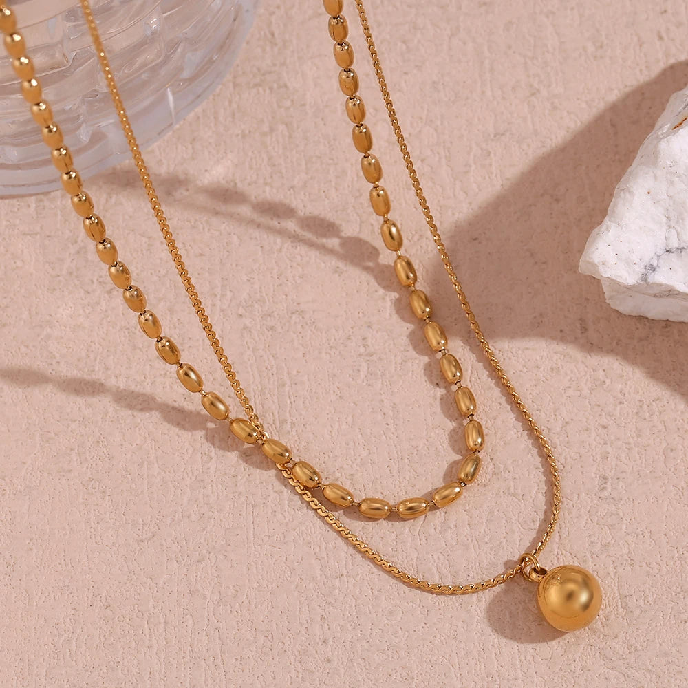 Double Layer Rice Bead Necklace