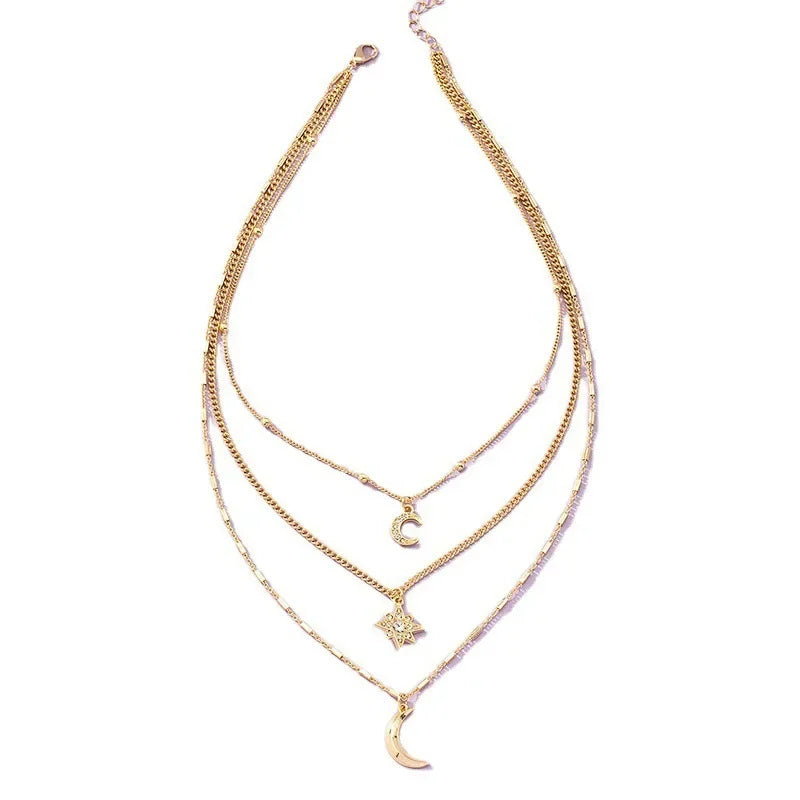 3 PCS Octagonal Star Moon Necklace