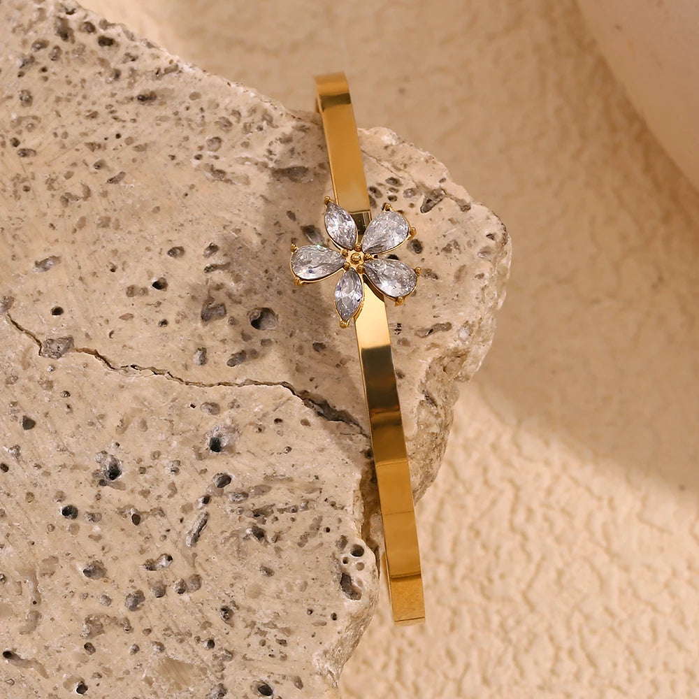Rhinestone Flower Bracelet