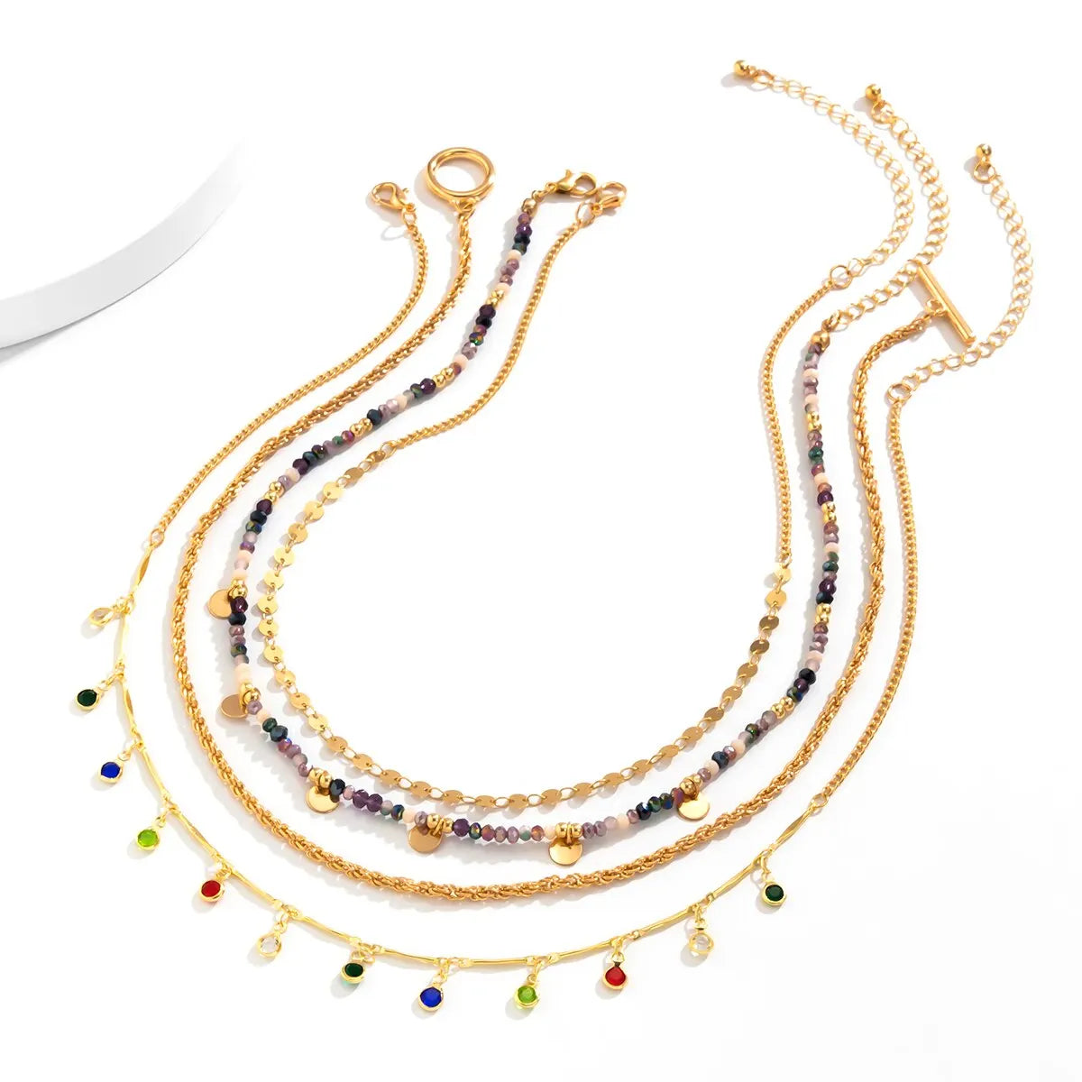 4 PCS Boho Crystal Tassel Choker Set