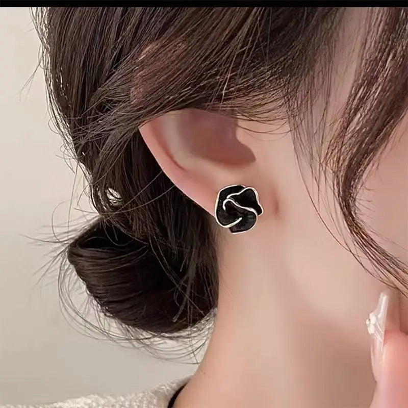 Black Flower Stud Earrings