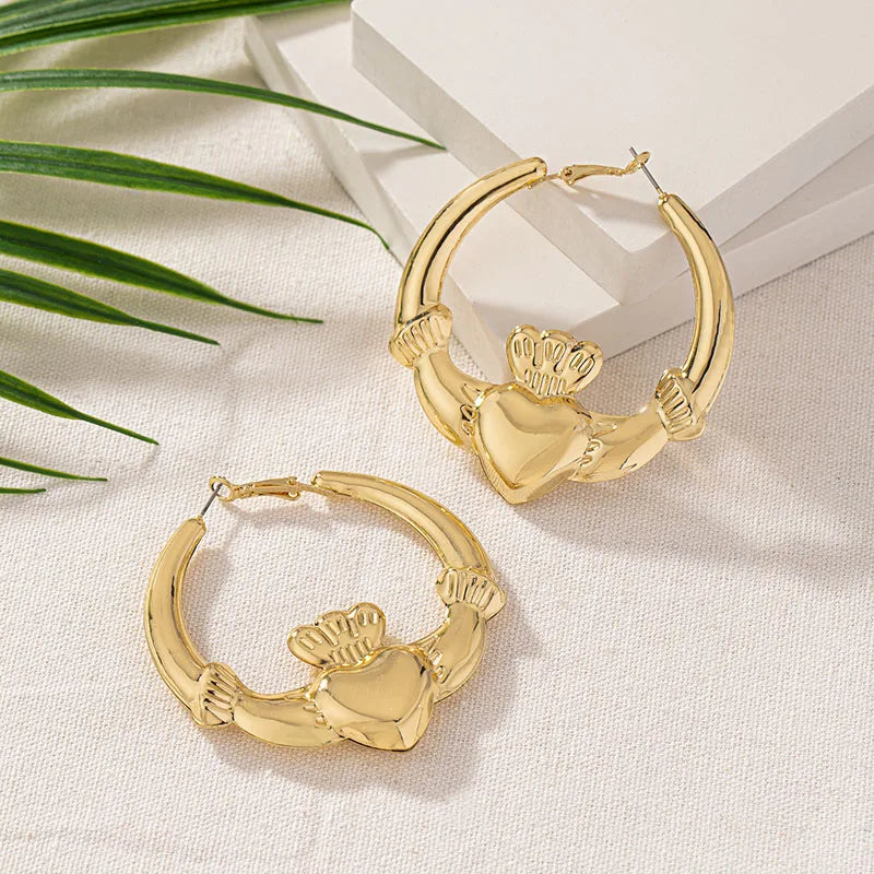 Heart Crown Hoop Earrings