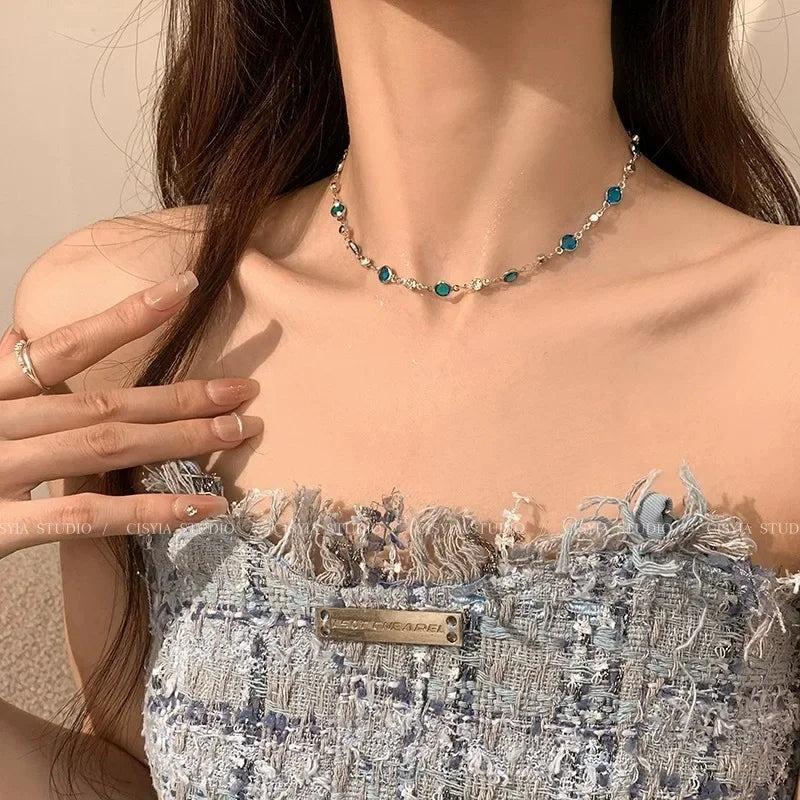 Blue Crystal Butterfly Necklace