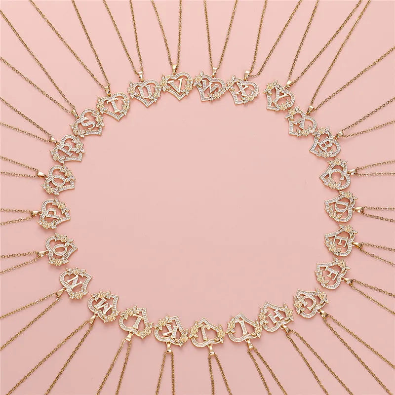 A-Z Flower Heart Necklace