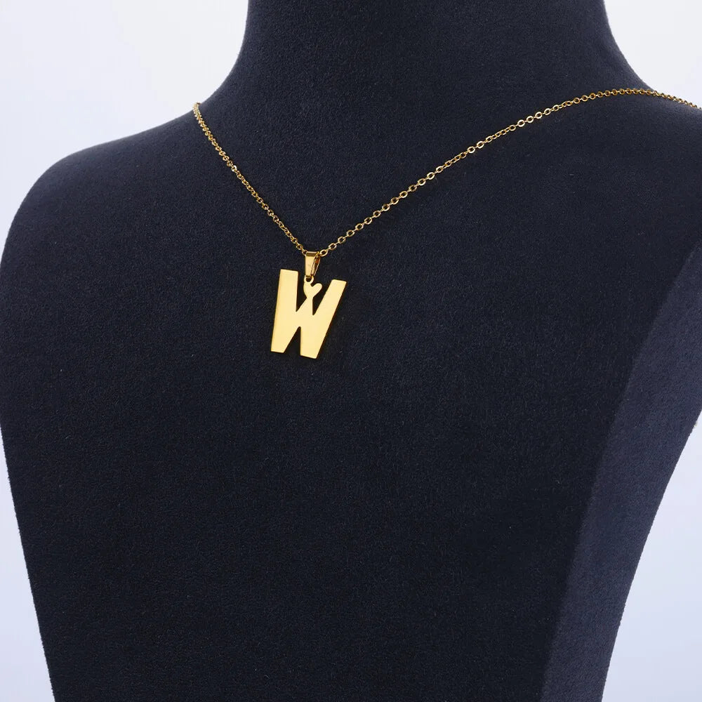 Gold Plated Initial Letter Love Necklace