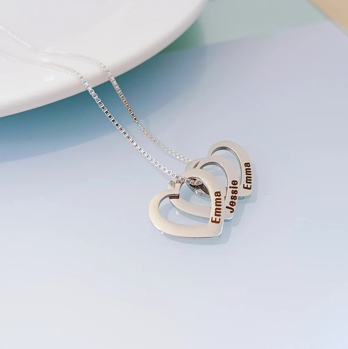 Customized Heart Carved Name Necklace